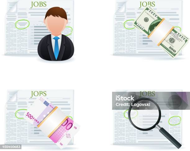 Procurar Emprego Ícones - Arte vetorial de stock e mais imagens de Anúncio de trabalho - Anúncio de trabalho, Classificados, Conjunto de ícones