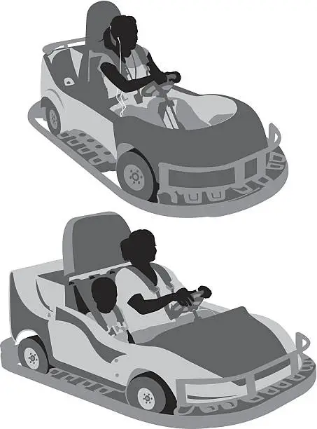 Vector illustration of People in bumper cars