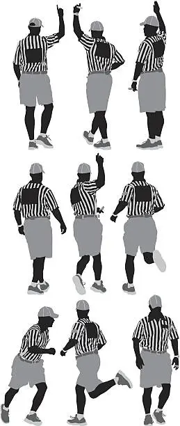 Vector illustration of Multiple silhouettes of referee