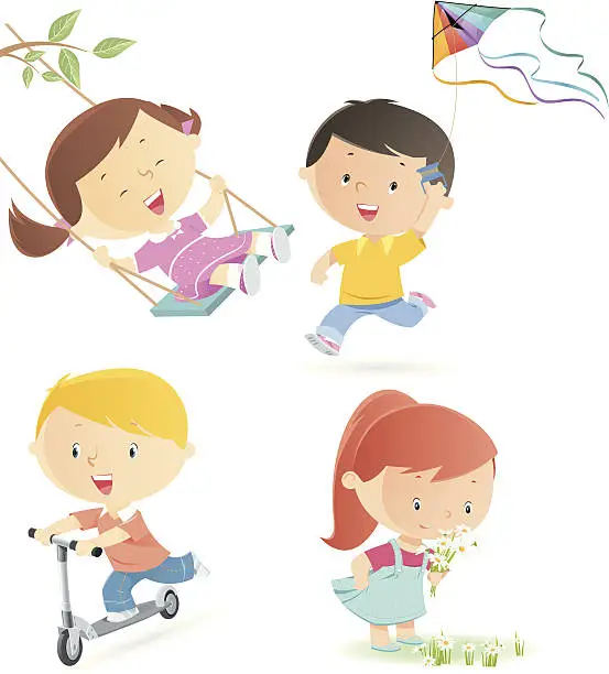 Vector illustration of Spring Kids