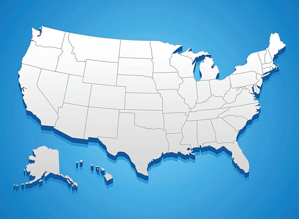 united states of america 3d map against blue background - abd stock illustrations