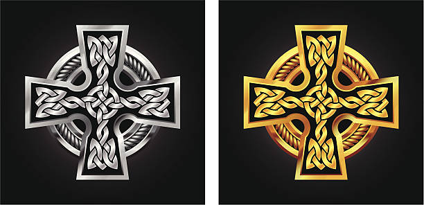 illustrations, cliparts, dessins animés et icônes de croix celtique - celtic cross republic of ireland cross shape cross