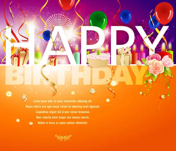 Vector illustration of Happy Birthday Card