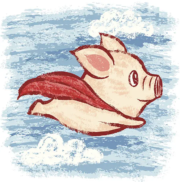 Vector illustration of Flying piggy
