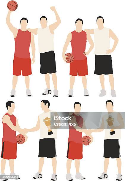 Plusieurs Silhouettes De Joueurs De Basketball Vecteurs libres de droits et plus d'images vectorielles de Joueur de basket-ball - Joueur de basket-ball, Vue de face, Poignée de main
