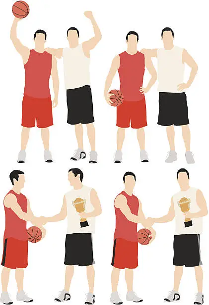 Vector illustration of Multiple silhouettes of basketball players