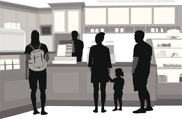 ilustrações, clipart, desenhos animados e ícones de refeições - bar women silhouette child