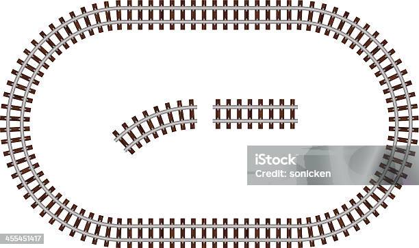 Round Estrada Ferroviário - Arte vetorial de stock e mais imagens de Comboio - Comboio, Figura para recortar, Via-férrea
