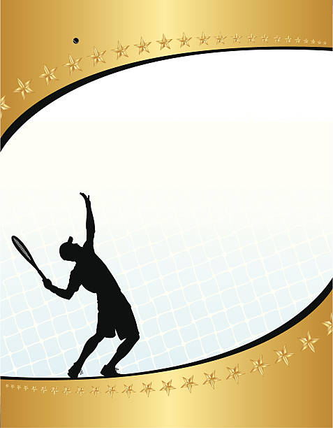 ilustrações, clipart, desenhos animados e ícones de jogador de tênis serve fundo - silhouette tennis competitive sport traditional sport