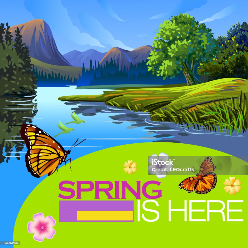 Fond de printemps magnifique - clipart vectoriel de Arbre en fleurs libre de droits