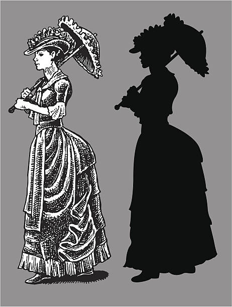 illustrations, cliparts, dessins animés et icônes de 1890 la haute société femme avec parasol-temps - image du xixème siècle