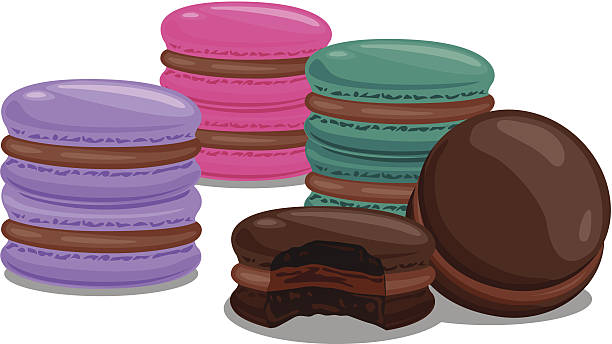 ilustrações, clipart, desenhos animados e ícones de colouful macaroons - macaroon french culture dessert food