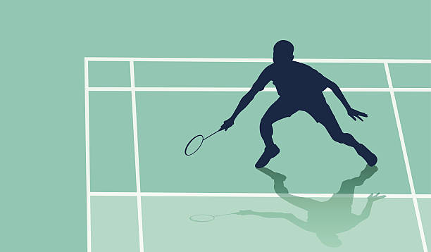 permainan bulu tangkis - badminton court ilustrasi stok