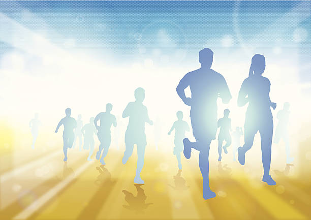 istock Illustration of a group of runners 455451997