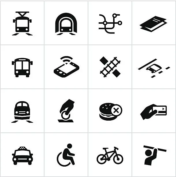 Vector illustration of Black Public Transit Icons