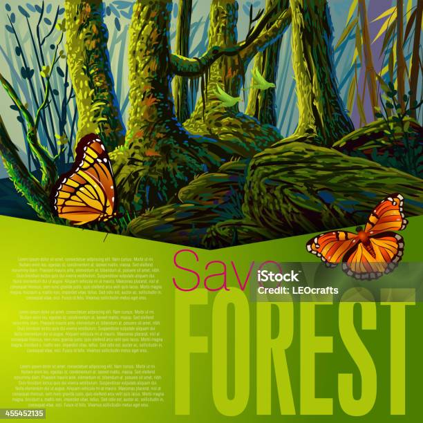 Wunderschönen Forest Stock Vektor Art und mehr Bilder von Naturwald - Naturwald, Aquarelleffekt, Baum