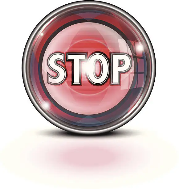 Vector illustration of Glass Button | Stop