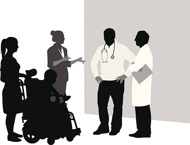 Consultation Vector Silhouette A-Digit nurse silhouettes stock illustrations