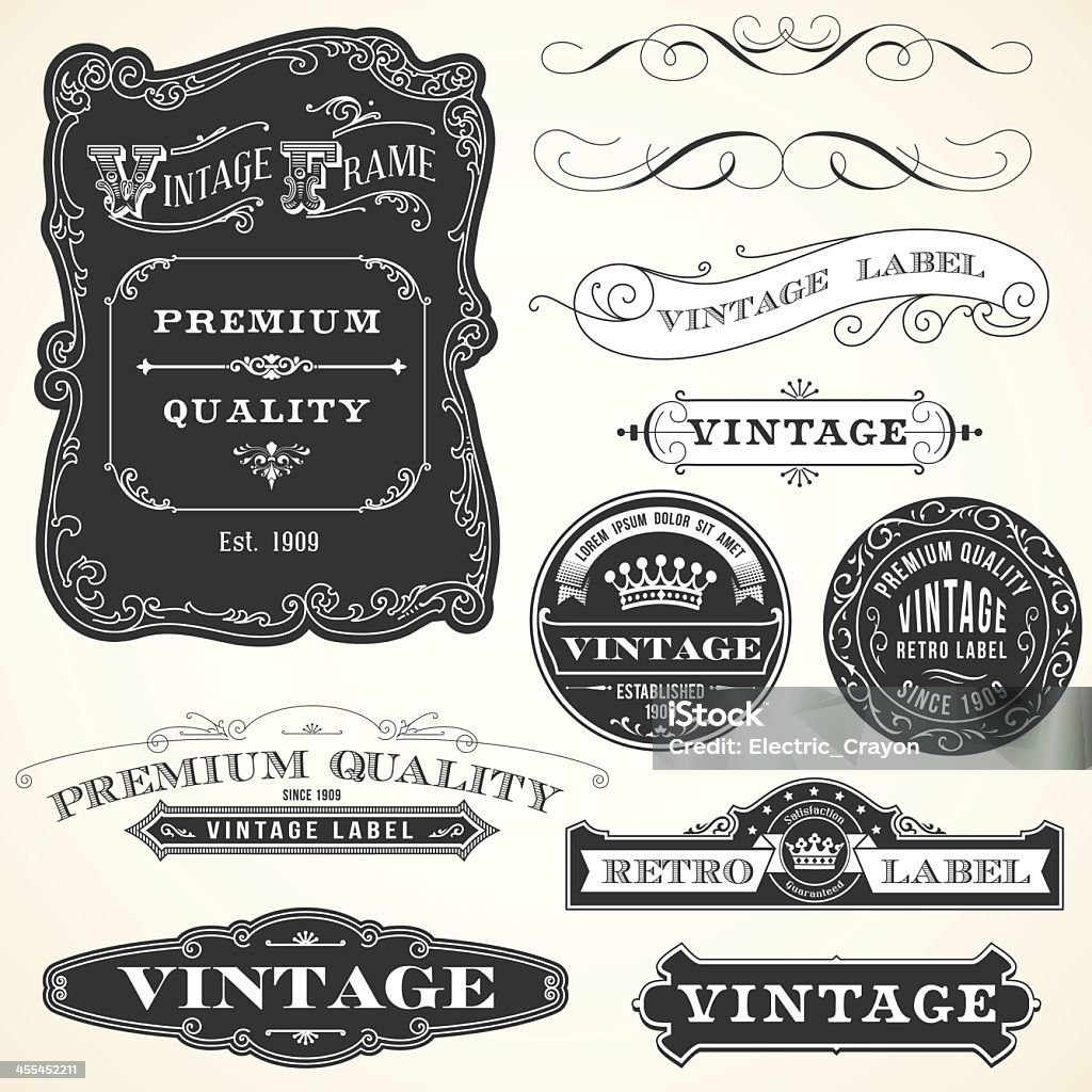 Étiquettes et éléments Vintage - clipart vectoriel de Style victorien libre de droits