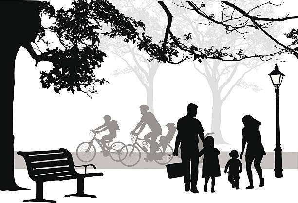 picknick - focus on shadow women bicycle outdoors stock-grafiken, -clipart, -cartoons und -symbole