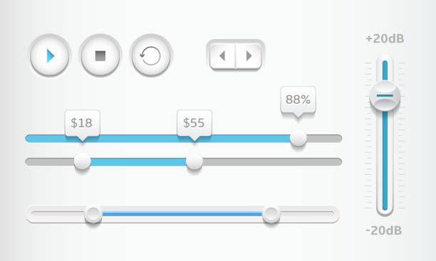 モダンなスライダーと再生ボタン - push button keypad symbol technology点のイラスト素材／クリップアート素材／マンガ素材／アイコン素材