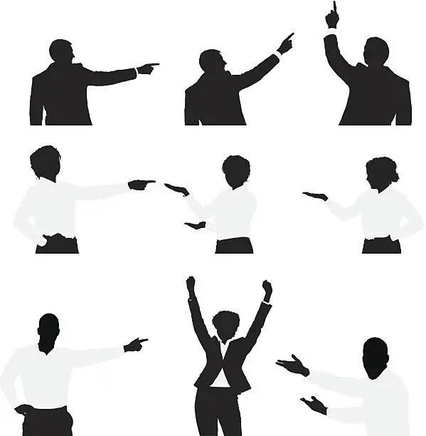 Vector illustration of Multiple images of business people gesturing