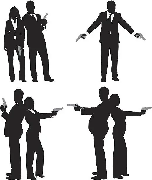 Vector illustration of Businesspeople with handgun