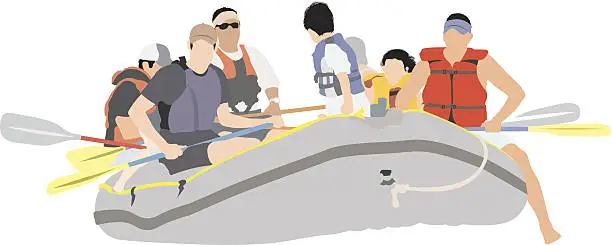 Vector illustration of Image of people rafting