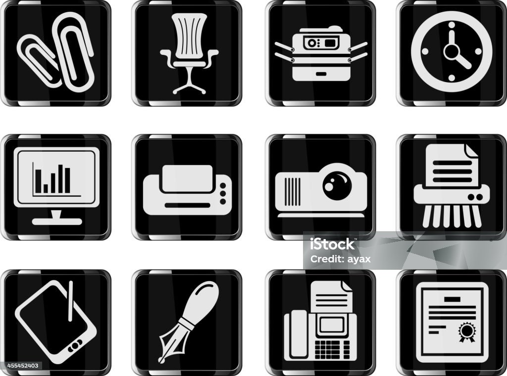 Office glass vector icons Office vector icons. EPS 10 file with transparencies. See also: Fax Machine stock vector
