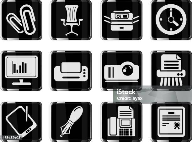 Office Glass Vector Icons Stock Illustration - Download Image Now - Fax Machine, Armchair, Business