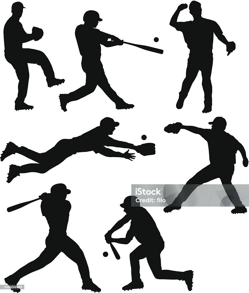 Baseball Silhouettes Group of baseball silhouettes. Baseball Player stock vector