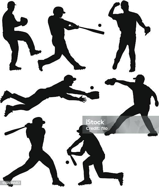 Baseball Silhouettes Stock Illustration - Download Image Now - Baseball Player, In Silhouette, Baseball - Ball