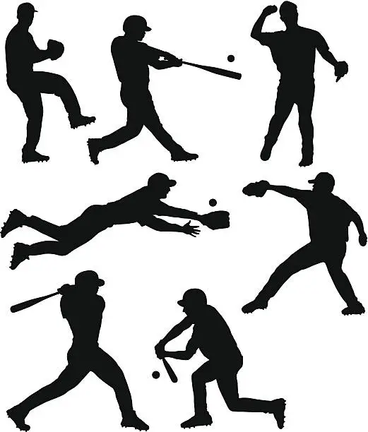 Vector illustration of Baseball Silhouettes