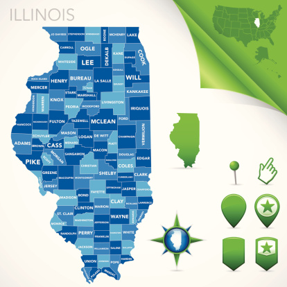 Illinois Contea Di Mappa Immagini vettoriali stock e altre immagini