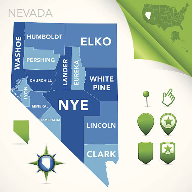 네바다 카운티 맵 - california map counties county stock illustrations