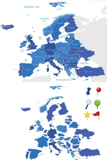 Vector illustration of Europe map