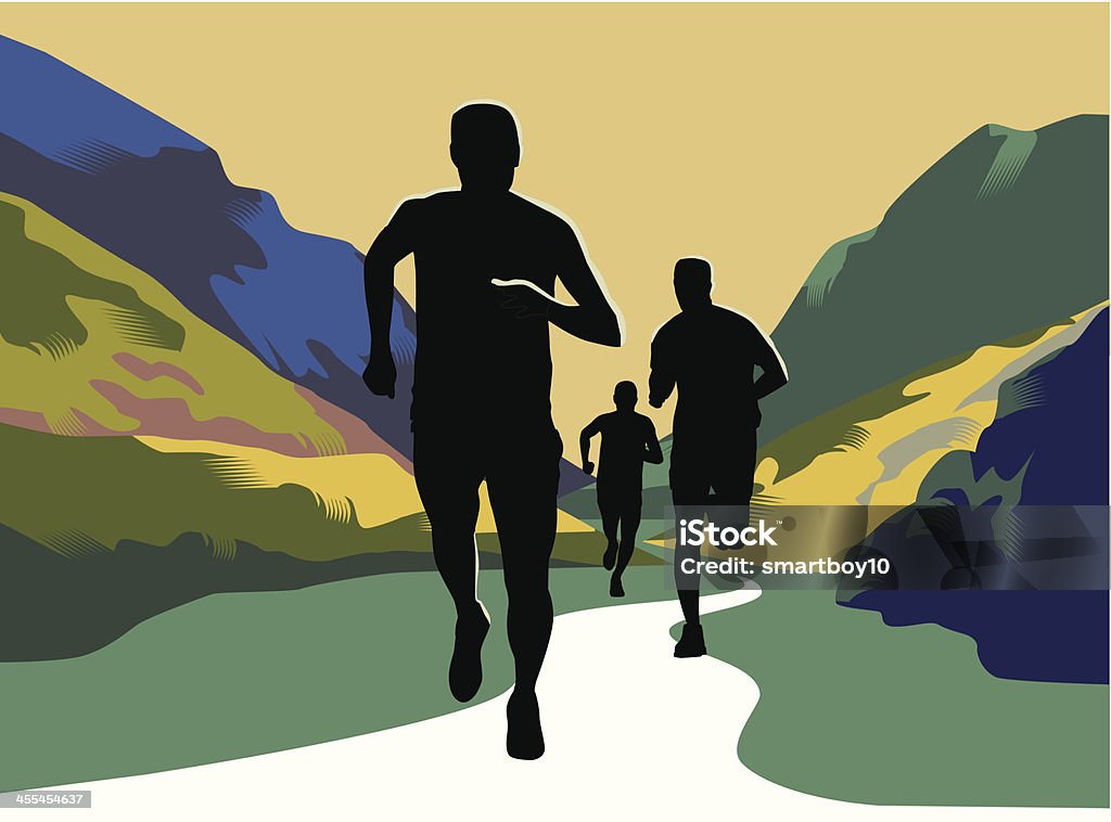 Cross country oder Trail-Running - Lizenzfrei Rennen - Körperliche Aktivität Vektorgrafik