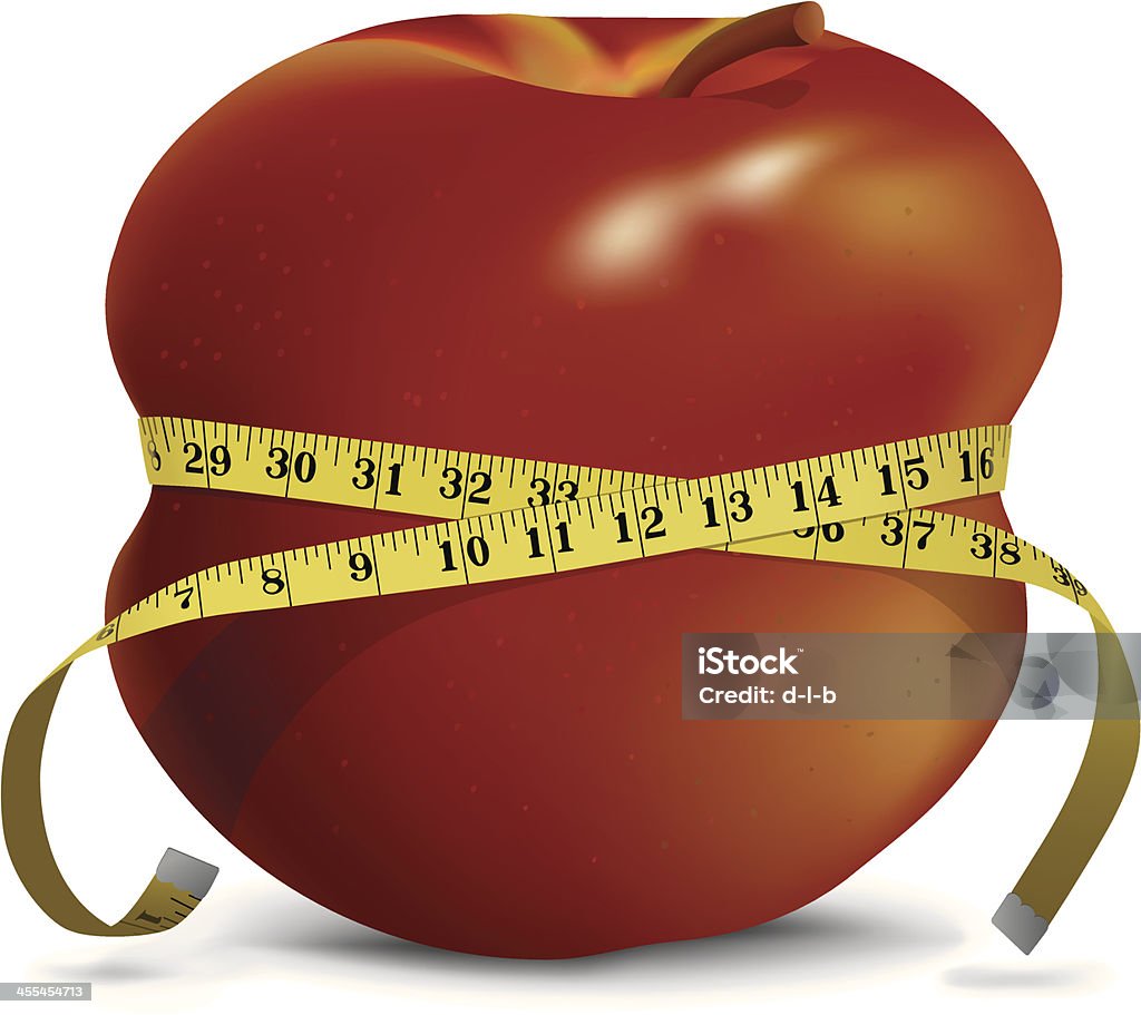 Fino Waistline con manzana y cinta métrica - arte vectorial de Alimento libre de derechos