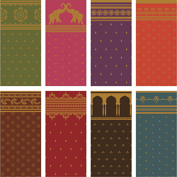 Sari Seamless Borders - Horizontal A set of seamless border designs with intricate gold details. They make great seamless horizontally-repeating wallpaper tiles (swatches)!  (Includes .jpg)  sari stock illustrations