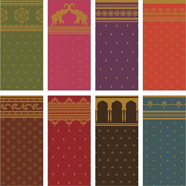 Sari Seamless Borders - Horizontal vector art illustration