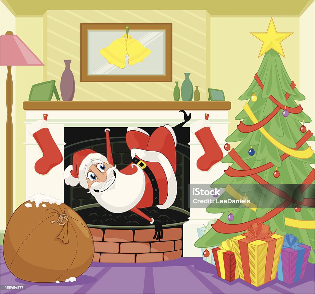 Santa durch Kamin! - Lizenzfrei Weihnachtsmann Vektorgrafik