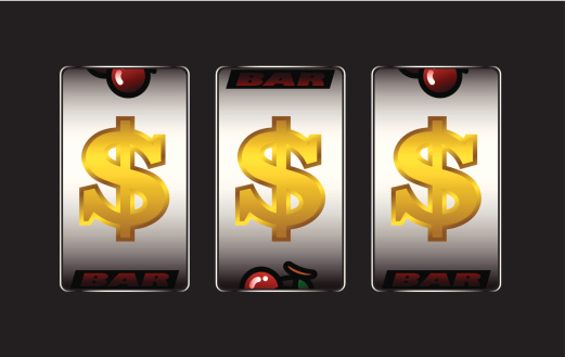 Winning slot machine in dollar sign.