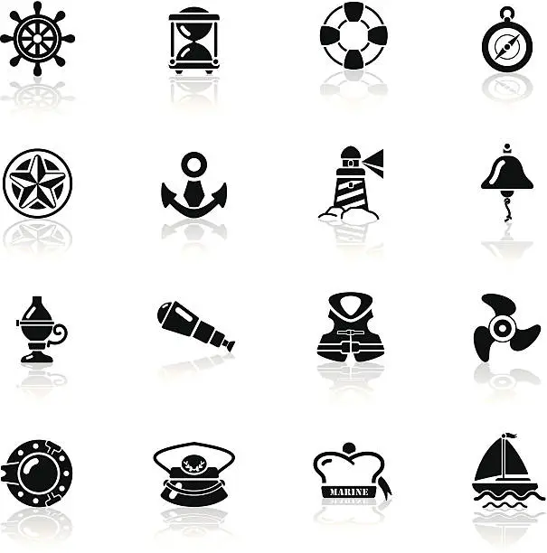 Vector illustration of Deep Black Series | nautical icons