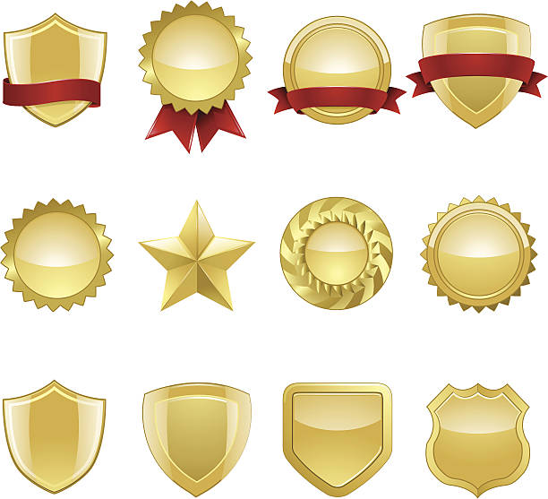 Gold Seals and Badges http://www.cumulocreative.com/istock/File Types.jpg scalloped illustration technique stock illustrations