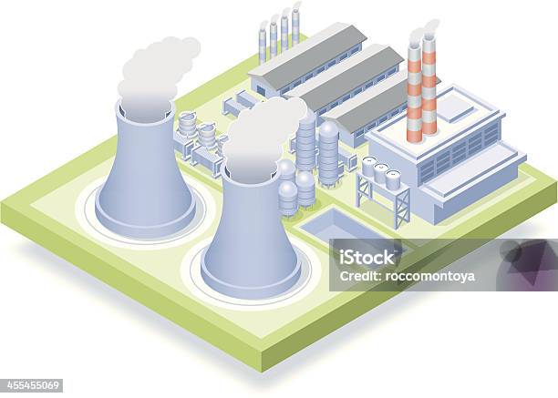 Ilustración de Isométricos Planta Nuclear y más Vectores Libres de Derechos de Proyección isométrica - Proyección isométrica, Reactor Nuclear, Producción de combustible y energía