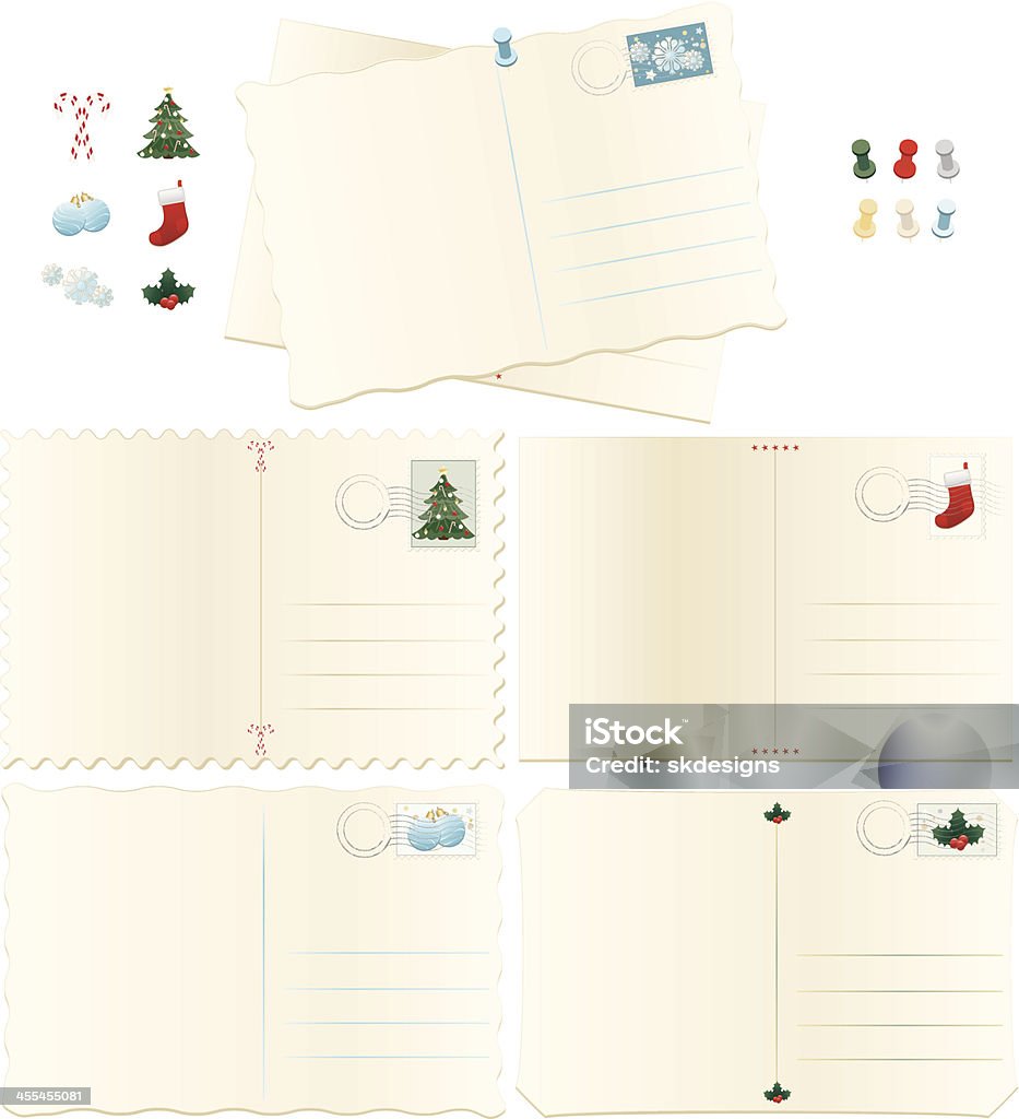 Stare, poplamione pocztówki ustawić: Boże Narodzenie wakacje - Grafika wektorowa royalty-free (Boże Narodzenie)