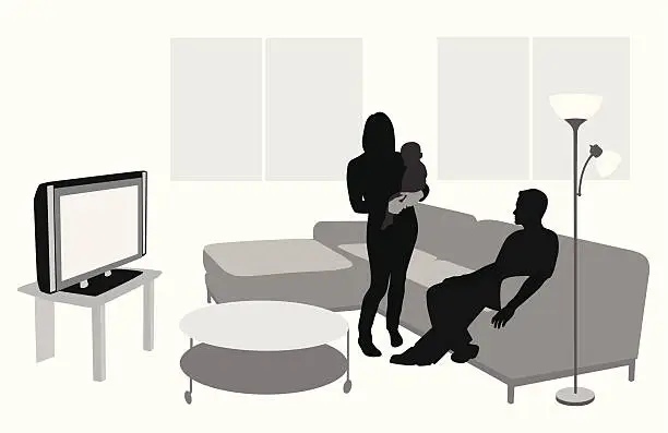 Vector illustration of TV waching Vector Silhouette