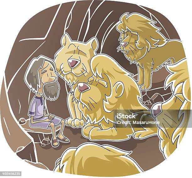 Daniel In The Den Of Lions Stock Illustration - Download Image Now - Lion - Feline, Animal Den, Bible