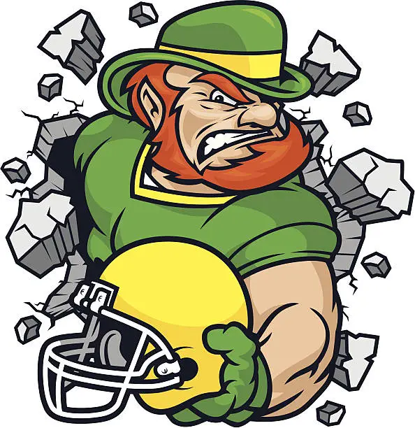 Vector illustration of Irish Mascot Football Smash