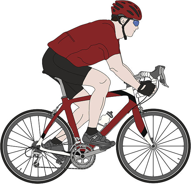 ilustrações, clipart, desenhos animados e ícones de detalhada ilustração de uma fibra de carbono bicicleta de corrida e ciclista - bicycle racing bicycle isolated red